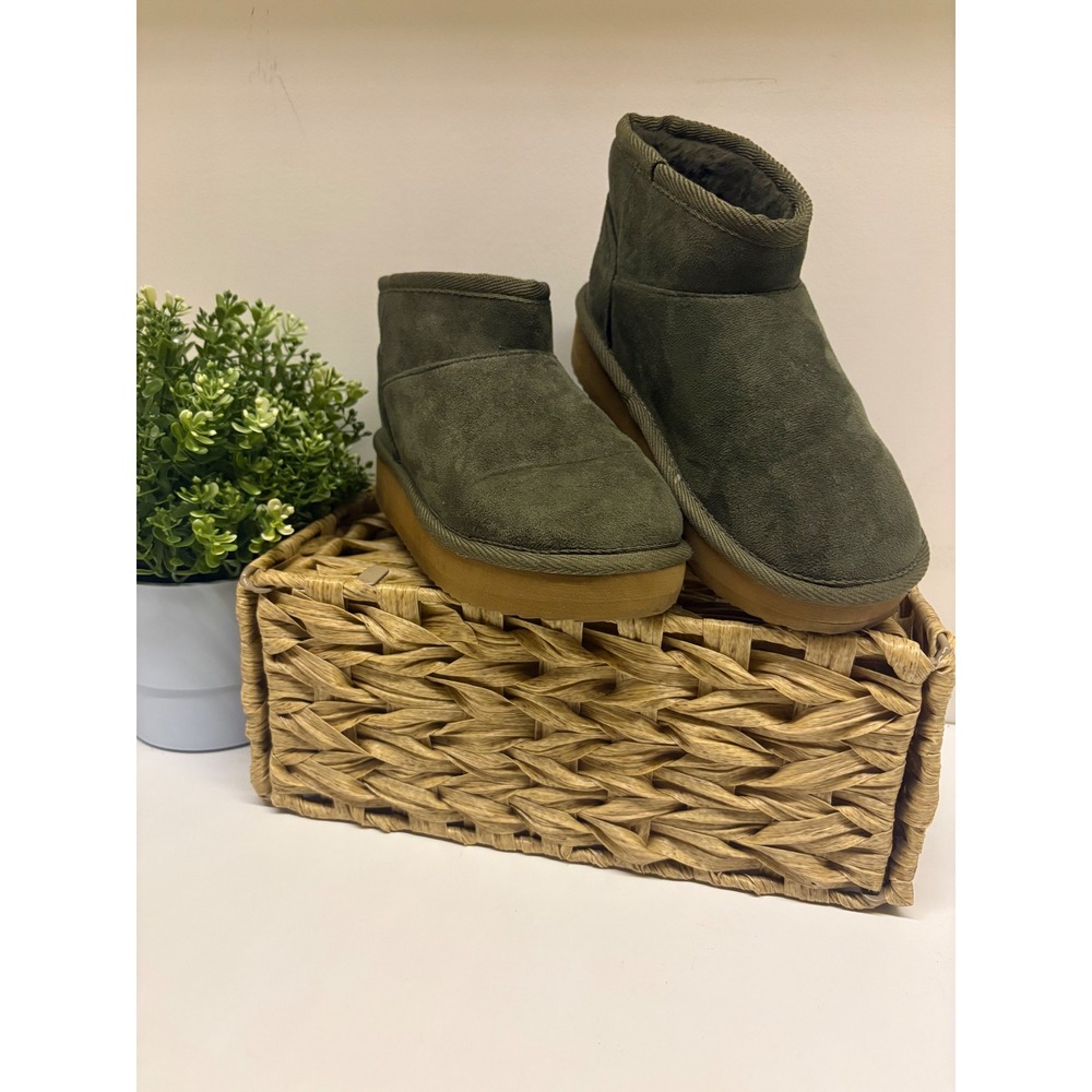 Olive Green Platform Ankle Boots Size 1